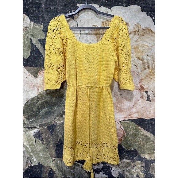 NWT Spell Let The Sunshine In Crochet Mini Dress in Lemon s - Picture 15 of 16